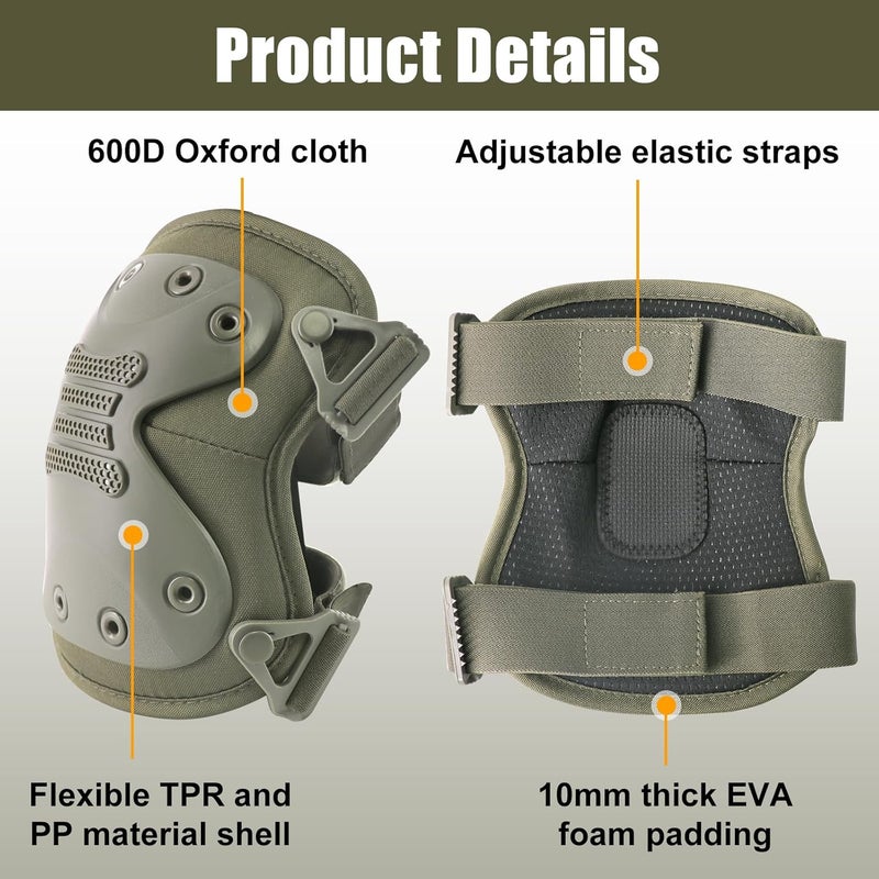 BZTAC Tactical Professional Combat Knee Protective Pads Set Advanced Tactical Gear Set for Outdoor CS Paintball Game Cycling Safety Skateboarding Gear Skates Airsoft Hunting Knee Protection Guard Pads - Image 2